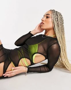 Best Sale ✨ Public Desire Mesh Beach 👗 Dress In Black For Women 😍 -Outlet Women's Public Desire Store unnamed file 233