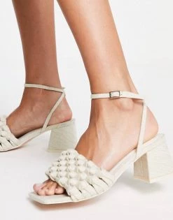 Outlet 🥰 Public Desire Wide Fit Got This Block Heeled 🩴 Sandals With Woven Detail In Natural For Women 🧨 -Outlet Women's Public Desire Store unnamed file 2342