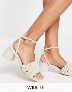 Outlet 🥰 Public Desire Wide Fit Got This Block Heeled 🩴 Sandals With Woven Detail In Natural For Women 🧨 -Outlet Women's Public Desire Store unnamed file 2344