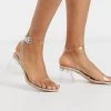 New 💯 Public Desire Wide Fit Afternoon Clear Block Heeled 🩴 Sandal In Beige Patent For Women 😍 -Outlet Women's Public Desire Store unnamed file 2350