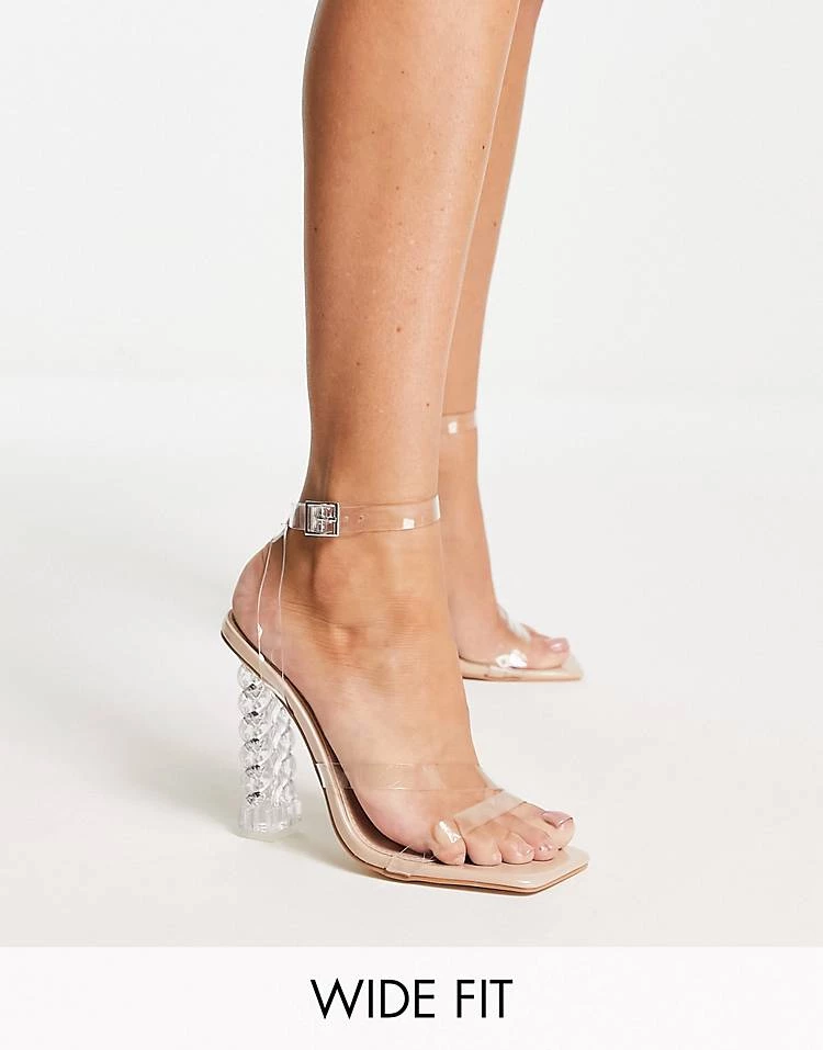 Budget 🔔 Public Desire Wide Fit Amerlia Sculpted Heel 🩴 Sandals In Beige For Women Clear ✔️ 7 Budget 🔔 Public Desire Wide Fit Amerlia Sculpted Heel 🩴 Sandals In Beige For Women Clear ✔️ - Image 5