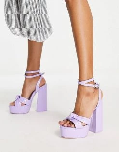 Flash Sale 👍 Public Desire Wide Fit Verona Platform High Heeled 🩴 Sandals In Lilac Patent For Women 😀 -Outlet Women's Public Desire Store unnamed file 2372
