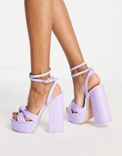 Flash Sale 👍 Public Desire Wide Fit Verona Platform High Heeled 🩴 Sandals In Lilac Patent For Women 😀 -Outlet Women's Public Desire Store unnamed file 2373