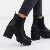 Best deal 🔥 Public Desire Fuzzy Chunky Heeled Ankle Boot In Black For Women 🔥