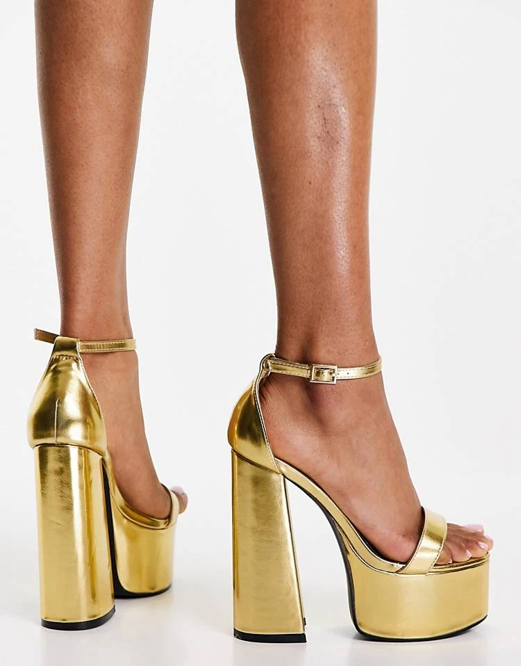 Outlet ๐ฏ Public Desire Primrose Platform Heel ๐ฉด Sandals In Gold For Women Gold Pu ๐ 4 Outlet ๐ฏ Public Desire Primrose Platform Heel ๐ฉด Sandals In Gold For Women Gold Pu ๐ - Image 2