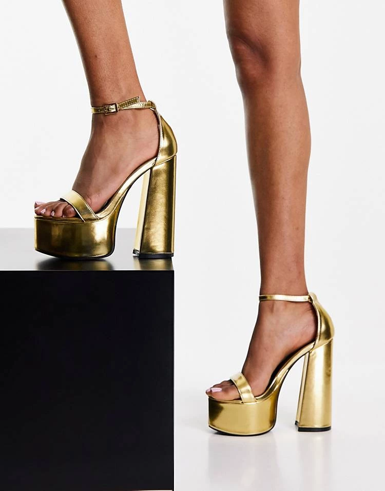 Outlet ๐ฏ Public Desire Primrose Platform Heel ๐ฉด Sandals In Gold For Women Gold Pu ๐ 6 Outlet ๐ฏ Public Desire Primrose Platform Heel ๐ฉด Sandals In Gold For Women Gold Pu ๐ - Image 4