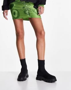 Deals 👏 Public Desire Trust Chunky Sock 🥾 Boots In Black Knit For Women ✔️ -Outlet Women's Public Desire Store unnamed file 2457