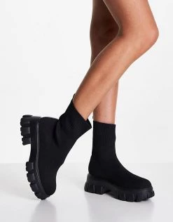 Deals 👏 Public Desire Trust Chunky Sock 🥾 Boots In Black Knit For Women ✔️ -Outlet Women's Public Desire Store unnamed file 2458