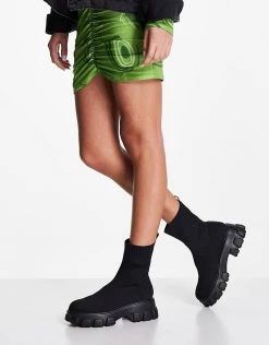 Deals 👏 Public Desire Trust Chunky Sock 🥾 Boots In Black Knit For Women ✔️ -Outlet Women's Public Desire Store unnamed file 2459