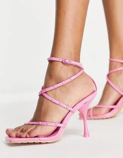 Cheapest 👍 Public Desire Back Up Mid Heel 🩴 Sandals In Pink For Women 🎉 -Outlet Women's Public Desire Store unnamed file 2492