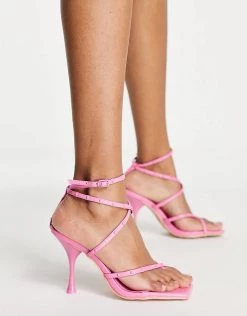 Cheapest 👍 Public Desire Back Up Mid Heel 🩴 Sandals In Pink For Women 🎉 -Outlet Women's Public Desire Store unnamed file 2493