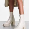 Best reviews of ❤️ Public Desire Obstacle Heeled Ankle 🥾 Boots In Ecru For Women 👍