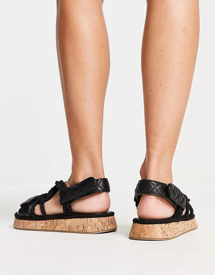 Promo โญ Public Desire Miami Quilted Rope Flatform ๐ฉด Sandals In Black For Women ๐ 4 Promo โญ Public Desire Miami Quilted Rope Flatform ๐ฉด Sandals In Black For Women ๐ - Image 2
