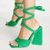 Best reviews of ⌛ Public Desire Wide Fit Mojito Tie Up Block Heel 🩴 Sandals In Green Towelling For Women 👏