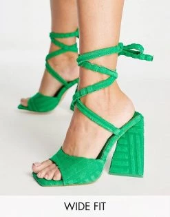 Best reviews of ⌛ Public Desire Wide Fit Mojito Tie Up Block Heel 🩴 Sandals In Green Towelling For Women 👏 -Outlet Women's Public Desire Store unnamed file 2549