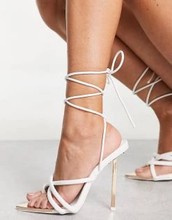 Promo 🔥 Public Desire Wide Fit Cullen Heel 🩴 Sandals With Pointed Toe In White For Women 👍 -Outlet Women's Public Desire Store unnamed file 2553