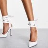 Wholesale ✔️ Public Desire Wide Fit Anushka Tie Up Heel 👟 Shoe In White For Women White Pu 💯 -Outlet Women's Public Desire Store unnamed file 2565