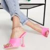 Best reviews of 🛒 Public Desire Wide Fit Flame Heeled Mules In Bright Pink For Women Pink Pu ✨