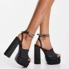 Cheap ❤️ Public Desire Wide Fit Lilibet Platform Heel 🩴 Sandals In Black Satin For Women 👏 -Outlet Women's Public Desire Store unnamed file 2610