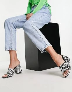 Flash Sale ⌛ Public Desire Rebel Mule 🩴 Sandals With Block Heel In Zebra For Women 🎁 -Outlet Women's Public Desire Store unnamed file 2642