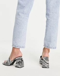 Flash Sale ⌛ Public Desire Rebel Mule 🩴 Sandals With Block Heel In Zebra For Women 🎁 -Outlet Women's Public Desire Store unnamed file 2643