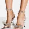 New 🤩 Public Desire Midnight Heeled 👟 Shoes With Diamante Bow Detail In Silver For Women 🔥 -Outlet Women's Public Desire Store unnamed file 2645