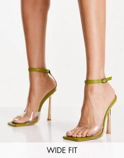 Discount ๐งจ Public Desire Wide Fit Monrow Heel ๐ฉด Sandals In Olive For Women โ