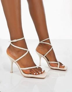 Flash Sale 🎉 Public Desire Wide Fit Back Up Mid Heel 🩴 Sandals In Off White For Women 🧨 -Outlet Women's Public Desire Store unnamed file 2697