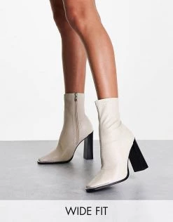 Top 10 ๐ Public Desire Wide Fit Liberty Square Toe Heel ๐ฅพ Boots In Off White For Women Ecru ๐