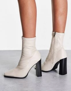 Top 10 🎉 Public Desire Wide Fit Liberty Square Toe Heel 🥾 Boots In Off White For Women Ecru 😀 -Outlet Women's Public Desire Store unnamed file 2717