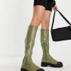Top 10 😀 Public Desire Recognise Pull On Knee 🥾 Boots In Khaki For Women 🛒