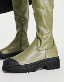 Top 10 😀 Public Desire Recognise Pull On Knee 🥾 Boots In Khaki For Women 🛒 -Outlet Women's Public Desire Store unnamed file 2742