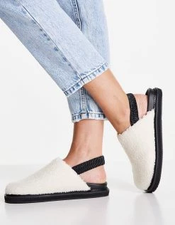 Flash Sale 🥰 Public Desire Fortune Clogs In Cream Teddy For Women 😀 -Outlet Women's Public Desire Store unnamed file 2787