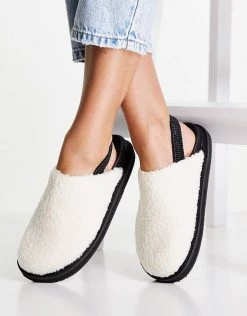 Flash Sale 🥰 Public Desire Fortune Clogs In Cream Teddy For Women 😀 -Outlet Women's Public Desire Store unnamed file 2788