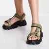 Budget 🔔 Public Desire Expectation Chunky 🩴 Sandals In Olive For Women 🌟 -Outlet Women's Public Desire Store unnamed file 2790