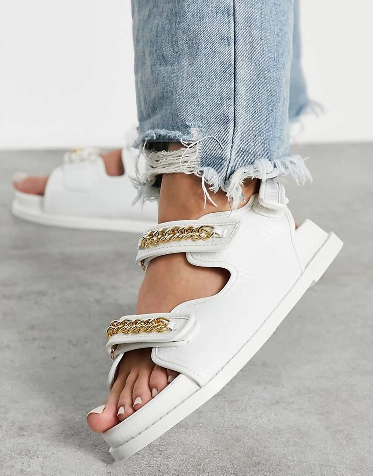 New ๐ Public Desire Ellis Chunky ๐ฉด Sandals With Chain Trim In White Croc For Women โญ 6 New ๐ Public Desire Ellis Chunky ๐ฉด Sandals With Chain Trim In White Croc For Women โญ - Image 4