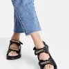 Deals ✨ Public Desire Ellis Chunky 🩴 Sandals With Chain Trim In Black For Women ⌛ -Outlet Women's Public Desire Store unnamed file 2810