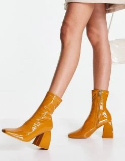 Cheap ✔️ Public Desire Supreme Square Toe Sock 🥾 Boots In Camel Patent For Women ⭐ -Outlet Women's Public Desire Store unnamed file 2827