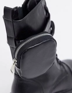 Deals 👏 Public Desire Wide Fit Intention Chunky Boot With Pouch In Black For Women 🧨 -Outlet Women's Public Desire Store unnamed file 2831