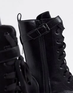 Deals 👏 Public Desire Wide Fit Intention Chunky Boot With Pouch In Black For Women 🧨 -Outlet Women's Public Desire Store unnamed file 2832