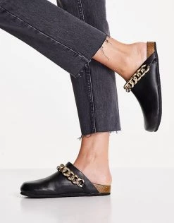 Best Pirce ⭐ Public Desire Isabel Mule Clogs With Chain Trim In Black For Women Black Pu ❤️ -Outlet Women's Public Desire Store unnamed file 2842