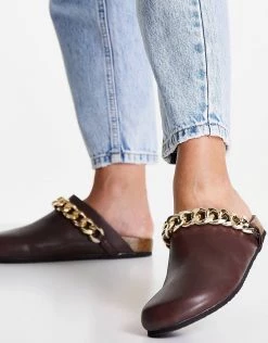 Best reviews of ๐ Public Desire Isabel Mule Clogs With Chain Trim In Brown For Women Brown Pu โค๏ธ
