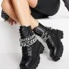 New 🌟 Public Desire Advantage Chunky Flat Ankle 🥾 Boots With Chain Trim In Black For Women ✨ -Outlet Women's Public Desire Store unnamed file 2850