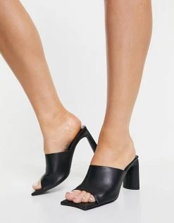 Discount 🔔 Public Desire Wide Fit Vice Heeled Mules With Statement Toe In Black For Women 😍 -Outlet Women's Public Desire Store unnamed file 2882