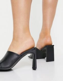 Discount 🔔 Public Desire Wide Fit Vice Heeled Mules With Statement Toe In Black For Women 😍 -Outlet Women's Public Desire Store unnamed file 2883