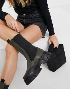 Buy 😉 Public Desire Boston Chunky Chelsea 🥾 Boots In Khaki For Women 👍 -Outlet Women's Public Desire Store unnamed file 2909