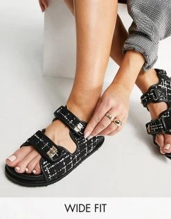 Best reviews of 👍 Public Desire Wide Fit Carmen Chunky Grandad 🩴 Sandals In Black Boucle For Women 👍 -Outlet Women's Public Desire Store unnamed file 2919