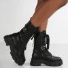 Budget ⭐ Public Desire Intention Chunky Lace Up 🥾 Boots With Removeable Pouch In Black For Women ✨ -Outlet Women's Public Desire Store unnamed file 2925