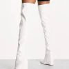 Hot Sale 🥰 Public Desire Clarissa Over The Knee Wedge Heel 🥾 Boots In White For Women 🔔 -Outlet Women's Public Desire Store unnamed file 2935