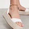 Best Pirce 🥰 Public Desire Wide Fit Dubai Flatform Espadrille 🩴 Sandals With Padlock Detail In White For Women 👍